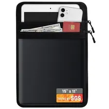 Fireproof Document Bag Waterproof Money Storage Pouch 11x15 In Black Unit