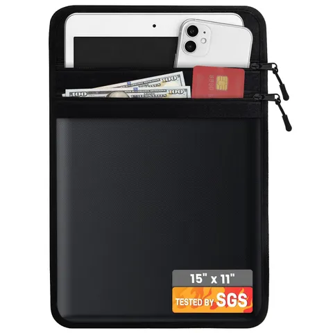 Fireproof Document Bag Waterproof Money Storage Pouch 11x15 In Black Unit