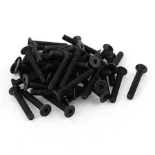 50pcs Black M3 x 20mm Alloy Steel Hex Socket Screws Flat Head Countersunk Screws