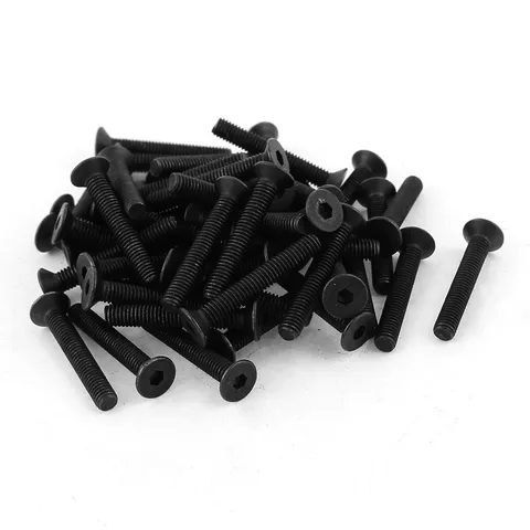 50pcs Black M3 x 20mm Alloy Steel Hex Socket Screws Flat Head Countersunk Screws