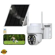 4G LTE Cellular Security Camera, Wireless Solar Powered No WiFi Needed Outdoo...