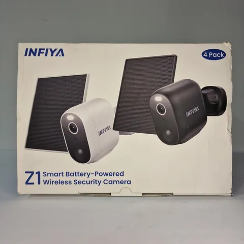 Infiya 4 Pack Smart Battery Powered Wireless Security Camera Model Z1 - White
