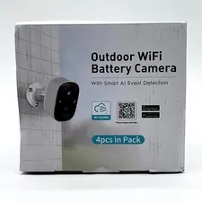 GMK Outdoor Wi-Fi Battery Camera With Smart AI Event Detection - 4 Pieces: White