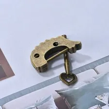 2pcs Carved Word Padlock Mini Vintage Antique Lock and Key Chinese Jewelry Box