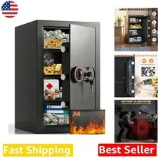 Large Home Safe 23.6" Tall | Fireproof Bag, LED Light, Digital Keypad, Dual Keys