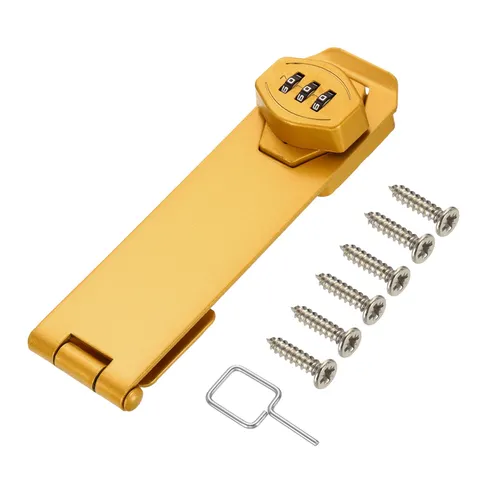 Keyless Cabinet Combination Lock 6" 3-Digit Password Hasp Lock Gold