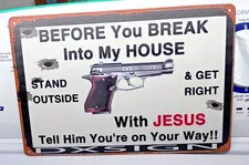 L@@K Get Right With Jesus 8"x12" Metal Tin Sign Cheapest SECURITY You Can Get!