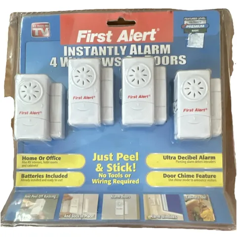 First Alert Ultra Decibel Door & Window Alarm Set 4-Pack White Battery Included