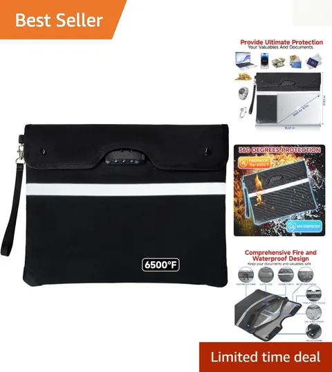 15x12 Fireproof Document Bag - 9-Layer Insulation & Reflective Strip for Safety