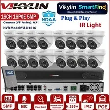 Vikylin Smartfind 16CH 16POE NVR 5MP IR Light Security IP Camera POE Audio Lot