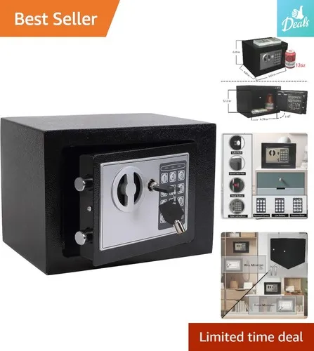 Compact Black Digital Safe Box with Keypad – Portable Home Security Solution