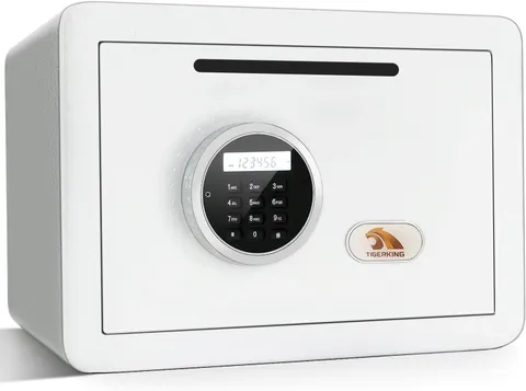 Digital Cash Drop Safe 20lb 1.2CuFt Keypad Alarm Dual Bolts White