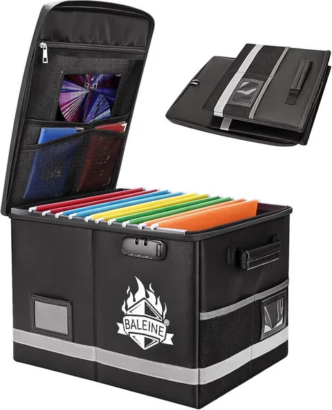 Fireproof Document Box with Lock, Portable Fireproof Document Bag Waterproof Fir