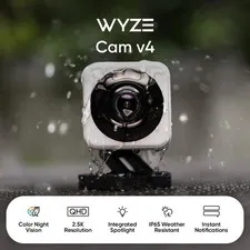 Wyze WYZEC4WH Cam V4 2.5K QHD WiFi Indoor/Outdoor Security Camera with Color