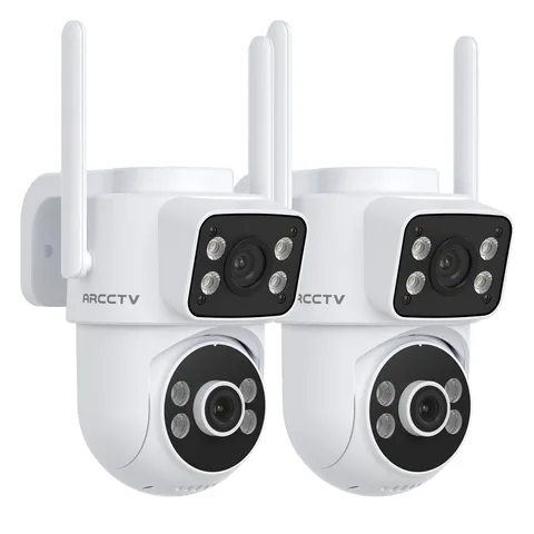 2 Pack 4MP Wireless Dual Lens Security Camera Outdoor PTZ 360° View Night Vision