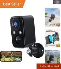 2K Wireless Outdoor Security Camera with Night Vision & Two-Way Audio