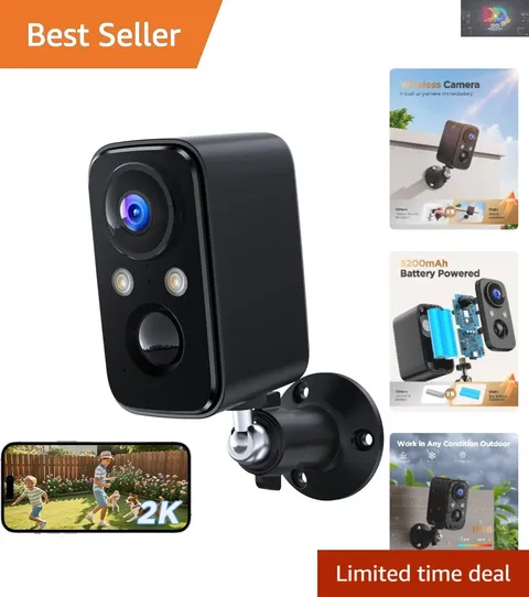 2K Wireless Outdoor Security Camera with Night Vision & Two-Way Audio
