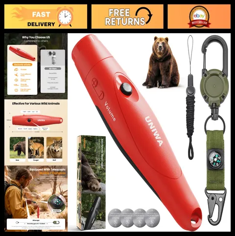 Loud 125dB Safety Alarm with Compass & Hook - Compact One-Button Outdoor Alert f