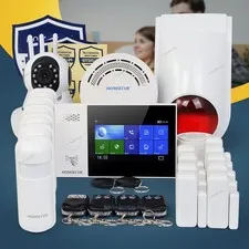 Wireless 21 Piece 4G+Wi-Fi Home RFID Alarm System+IP Security Camera+Wired Siren