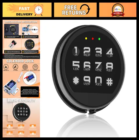 Electronic Gun Safe Lock Replacement - Digital Keypad, Solenoid Mechanism, Chrom