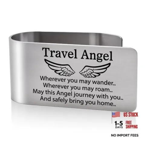 Travel Angel Wherever You May Wander Visor Clip for Cars, Travel Angel Siliver