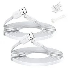2 Pack 20FT Power Extension Cable,Flat Extension USB to Micro USB Charging Co...