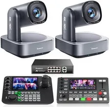 4K NDI PTZ Camera Bundle/Kit - 2-Pack 20X Optical + 8X Digital Zoom AI Cameras (