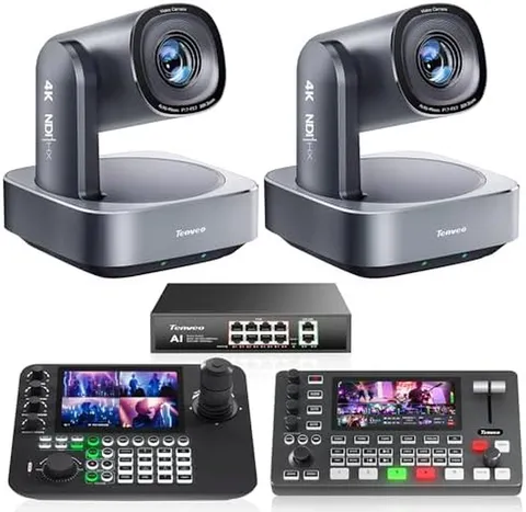 4K NDI PTZ Camera Bundle/Kit - 2-Pack 20X Optical + 8X Digital Zoom AI Cameras (