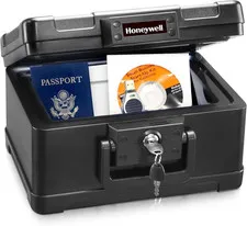 Fireproof Small Safe Box - Key Lock, ABS Plastic, Holds Documents & USBs