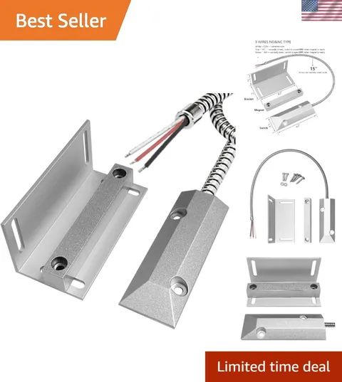 NO&NC 3 Wires Magnetic Garage Door Contacts Heavy Duty Alarm Switch Sensor fo...