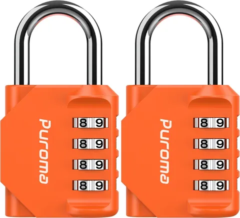 2 Pack Combination Lock Locker 4 Digits Combo Padlock Gym Orange | For School Ga