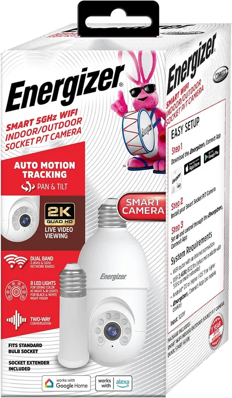 Smart Socket Camera, 2K QHD Outdoor Light Bulb Security Camera, 5Ghz/2.4Ghz, Pan