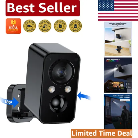 Waterproof Wireless 180° Pan Camera with Motion Sensor & Night Vision