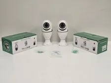 WiFi Panorama Security Cameras Set of Two (2) Screw in Light Bulb New in Box