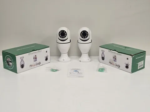 WiFi Panorama Security Cameras Set of Two (2) Screw in Light Bulb New in Box
