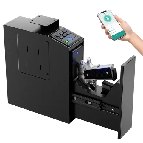 VOMLOR Biometric Slider Gun Safe with 4 Unlock Methods, Wall Safe for Home De...