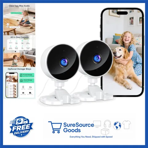 2-Pack Indoor Camera for Baby Monitoring & Pets with 2-Way Audio & Night Vision