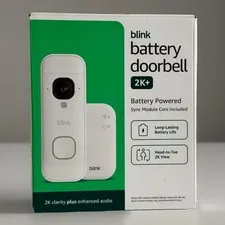 Blink - Battery Doorbell 2K+ Sync Module Core included Wireless video doorb...