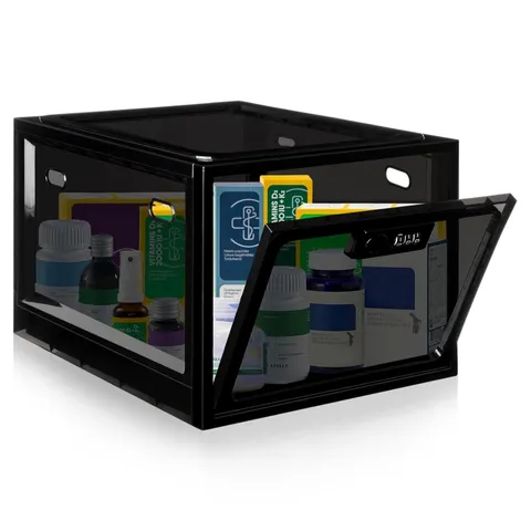 Large Lockable Medication Storage Box with Code Black 12.6L Lock Box for
