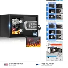 [UPGRADED] Small Safe Box for Home, 0.30 Cuft Mini Safes with Fireproof Water...
