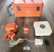 Ring Alarm Pro Base Station #5AT3T3 W/ Jobsite Security Case, Spotlight & Sensor