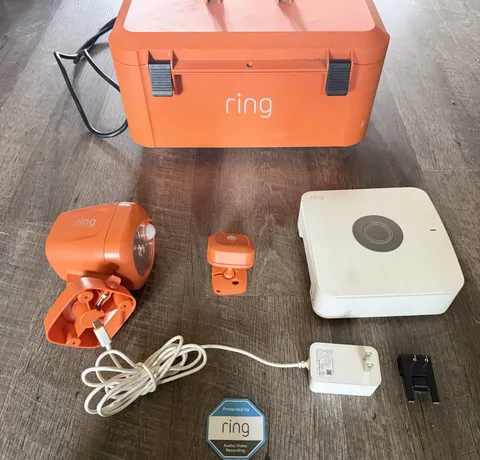 Ring Alarm Pro Base Station #5AT3T3 W/ Jobsite Security Case, Spotlight & Sensor