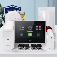 HOMSECUR Wireless WIFI 4G GSM Home Security 7" Alarm System+Wireless Flash Siren