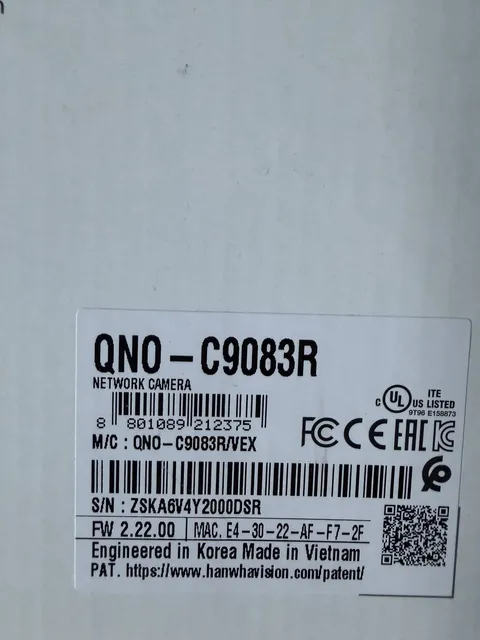 Hanwha QNO-C9083R 4K 8MP AI Outdoor Bullet IP Camera - New in Box