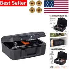 Black Fireproof Document Safe Key Lock Portable Security Valuables Home Office