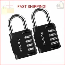 Puroma 2 Pack Combination Lock 4 Digit Padlock for School Gym Locker, Sports Loc