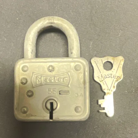 Master Lock 55 Keyed Padlock, Gray Metal Metallic Finish, 1 Key Included