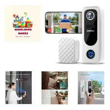 2K Wireless Doorbell Camera No Subscription, Battery Powered | with Door Chim...