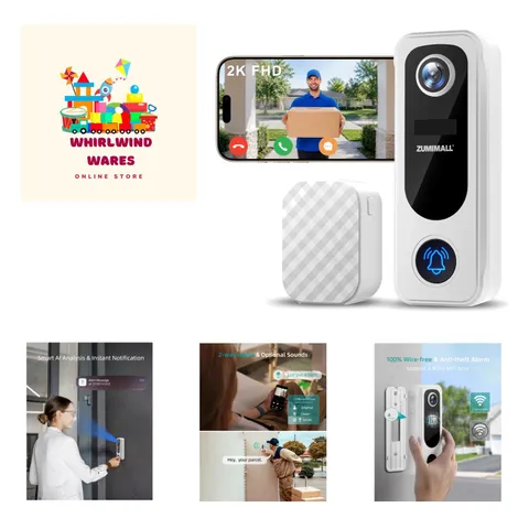 2K Wireless Doorbell Camera No Subscription, Battery Powered | with Door Chim...