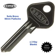 Genuine BRAVA Padlock Keyblanks x 2- Key Blank Pair -Suits 50mm Padlocks